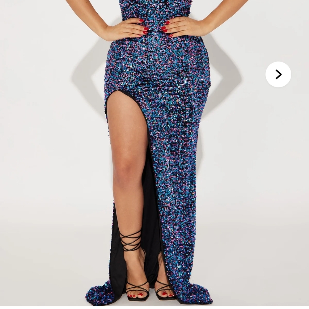 Fashion Nova Strapless Sequin Dress - Blue and Black